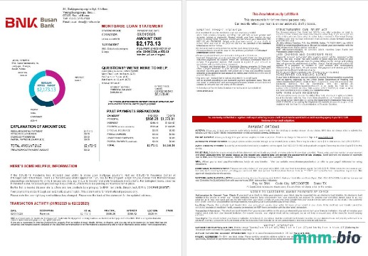 Korea Południowa BNK Bank wyciąg z kredytu hipotecznego w formatach Word i PDF 1-2